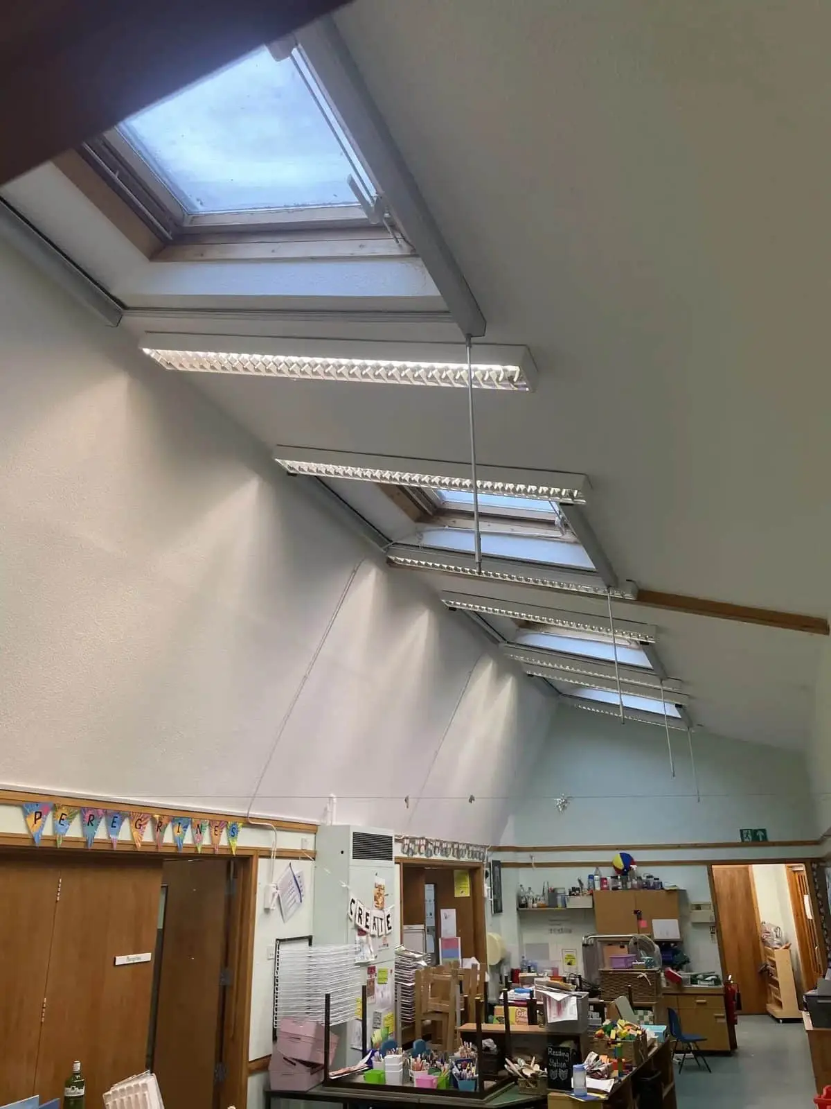LED downlights in a learning area at Gastrells Primary School in Rodborough