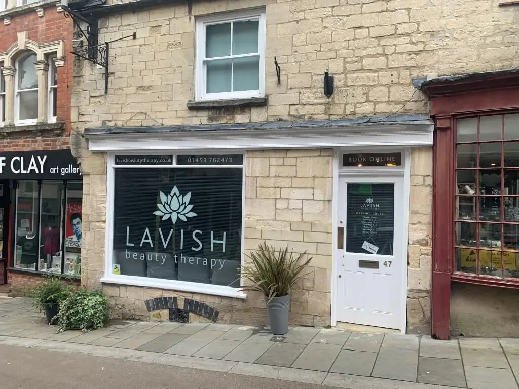 Reception area at Lavish Beauty Therapy in Stroud lit by feature lighting installed by Stroud Electrical Services